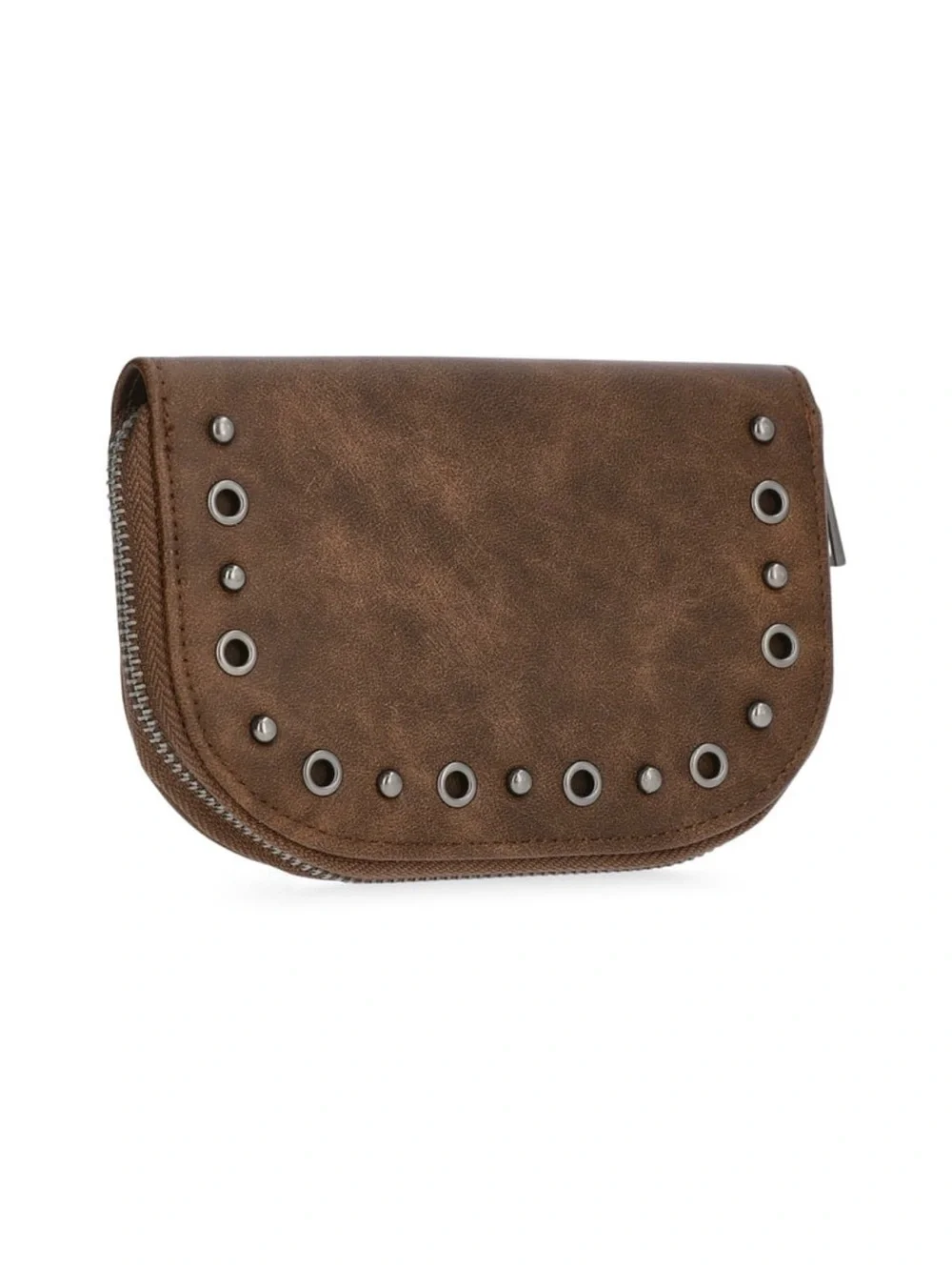 Women’s Fashion Moto Rounded Wallet Brown Purse